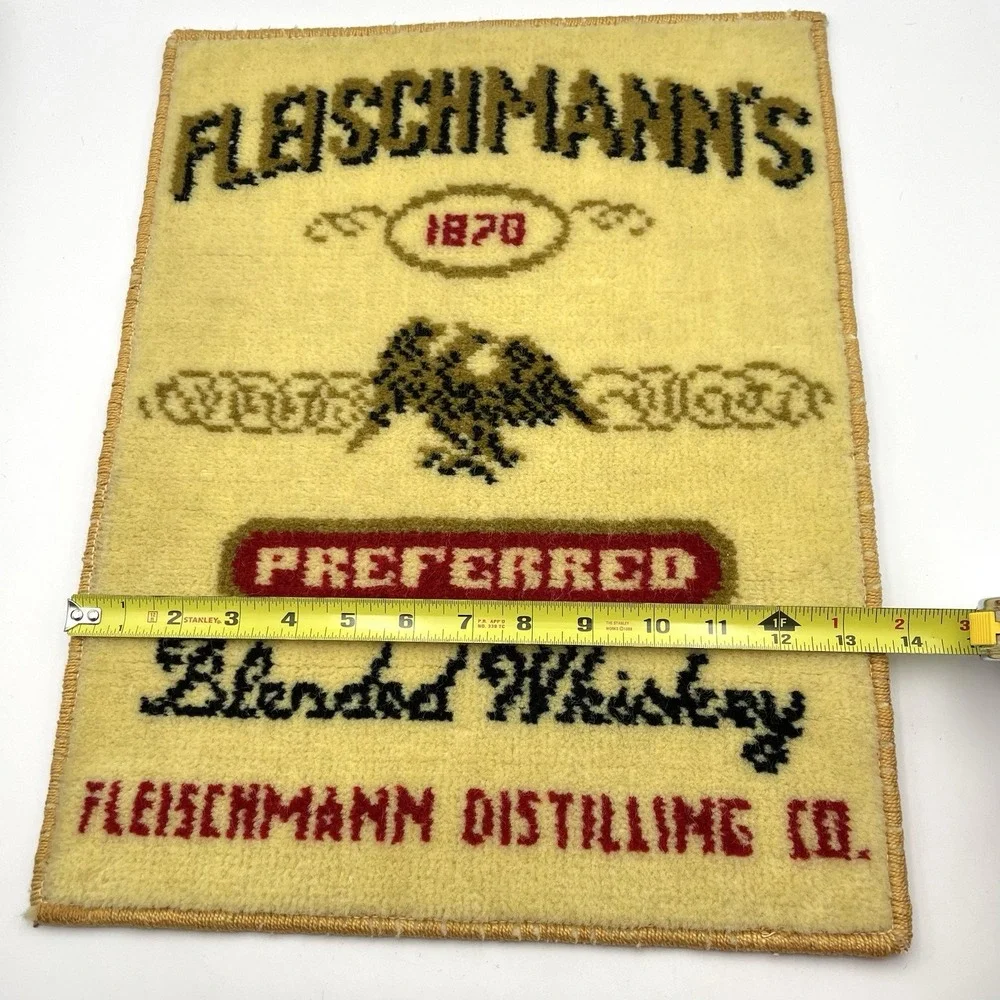 Vintage 1960s Fleischmann's Preferred Whiskey Advertising Bar Mat 18x13.5